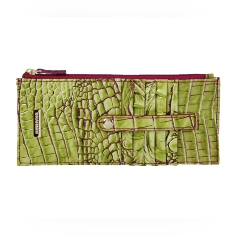 Brahmin, Credit Card Limeade Embossed Leather Wallet